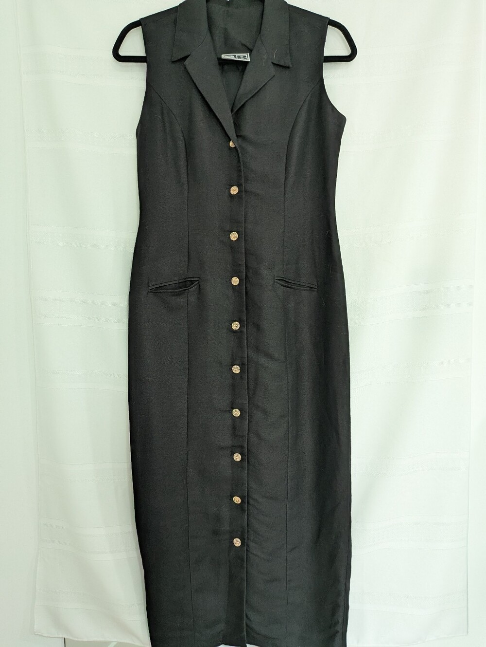 Vintage BP by Nordstrom Black Linen Sleeveless Button-Front Maxi Dress